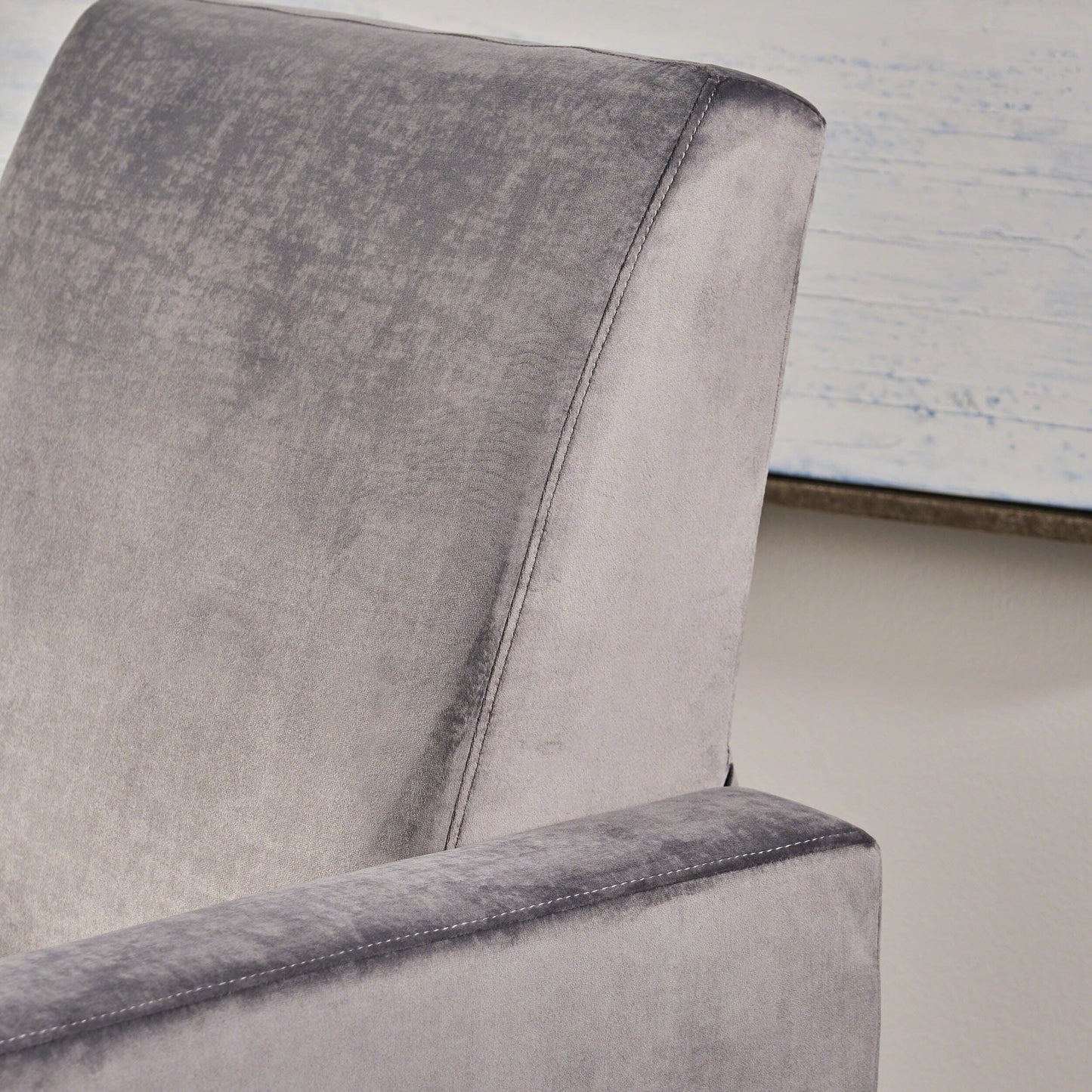 Modern Velvet Upholstered Push-Back Recliner with Footrest and Stainless Steel Legs
