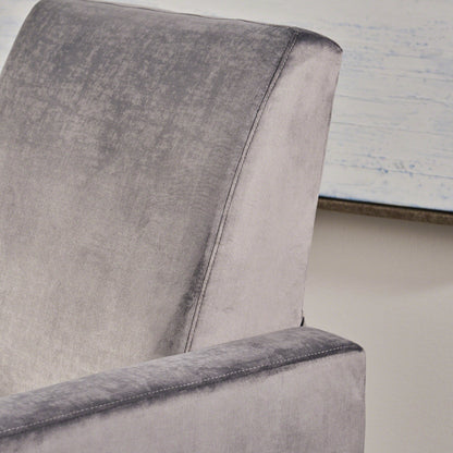 Modern Velvet Upholstered Push-Back Recliner with Footrest and Stainless Steel Legs