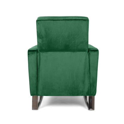 Modern Velvet Upholstered Push-Back Recliner with Footrest and Stainless Steel Legs