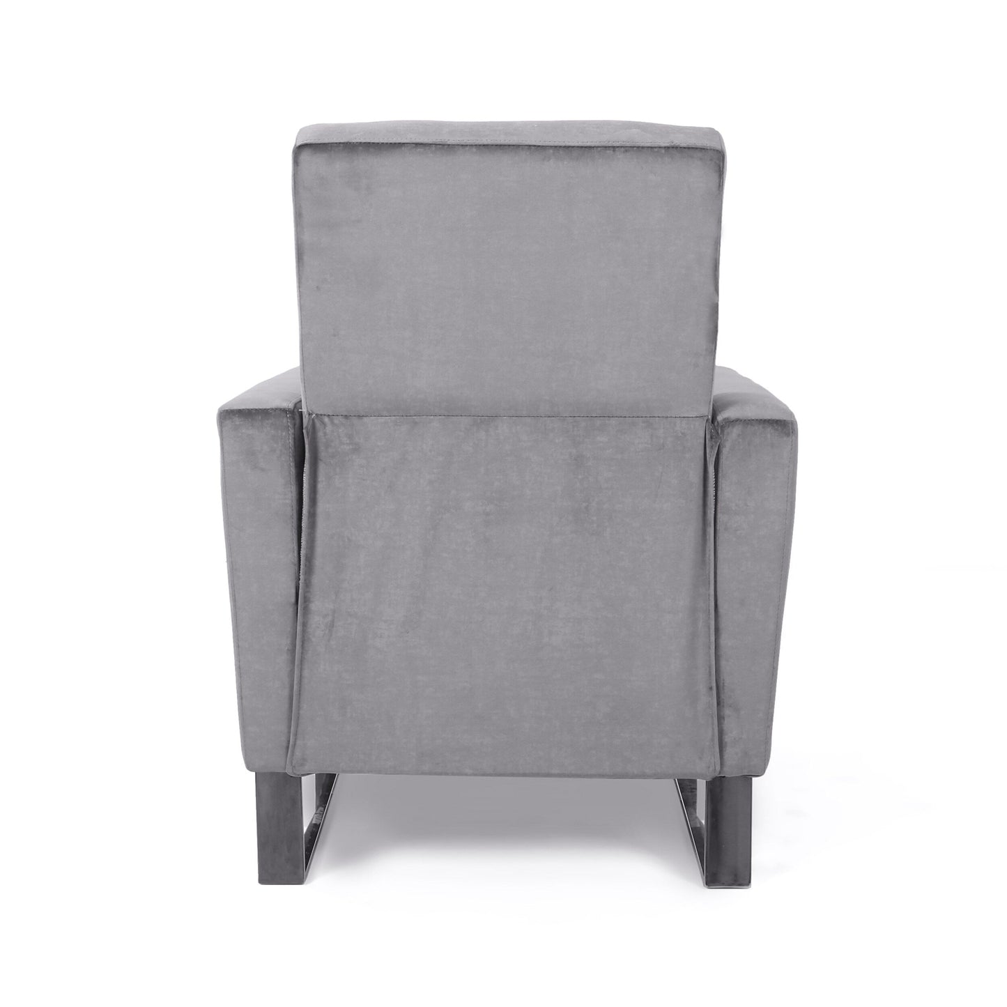 Modern Velvet Upholstered Push-Back Recliner with Footrest and Stainless Steel Legs