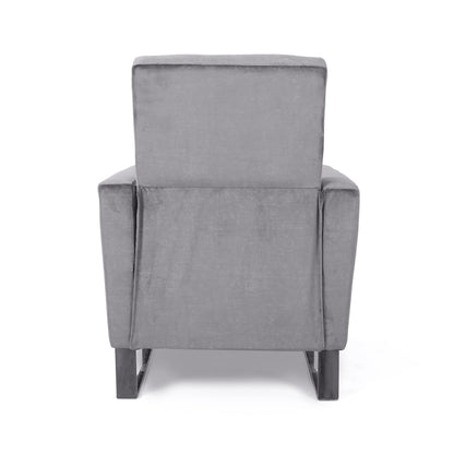 Modern Velvet Upholstered Push-Back Recliner with Footrest and Stainless Steel Legs