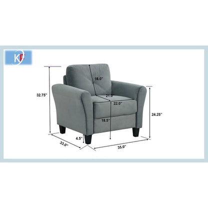 Modern Velvet Upholstered Sofa with Angled Backrest and Solid Wood Frame for Living Room Office Small Spaces
