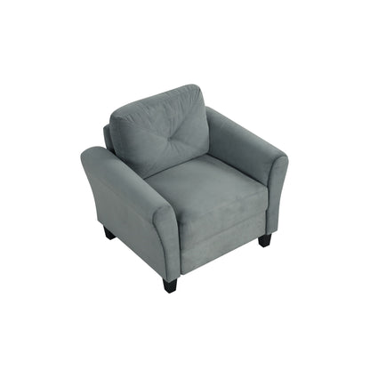 Modern Velvet Upholstered Sofa with Angled Backrest and Solid Wood Frame for Living Room Office Small Spaces