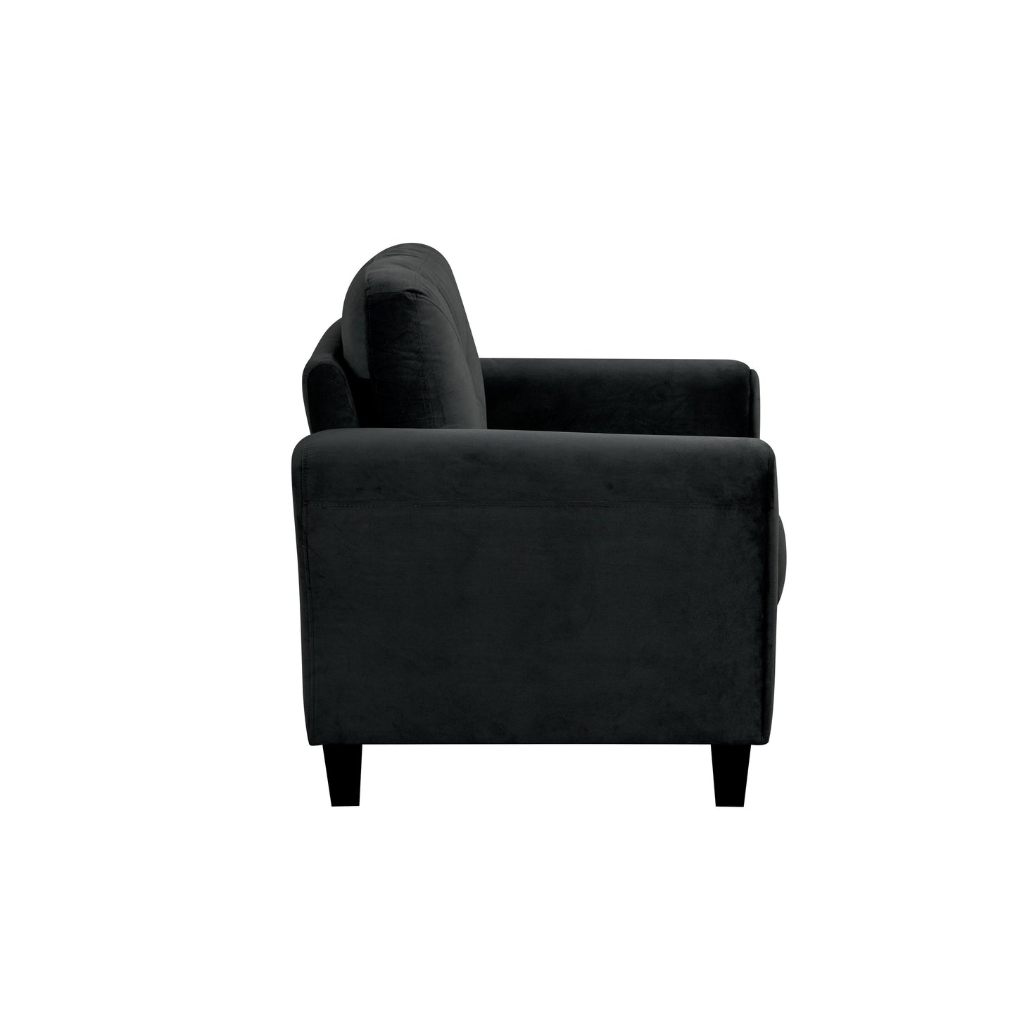 Modern Velvet Upholstered Sofa with Angled Backrest and Solid Wood Frame for Living Room Office Small Spaces