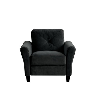 Modern Velvet Upholstered Sofa with Angled Backrest and Solid Wood Frame for Living Room Office Small Spaces
