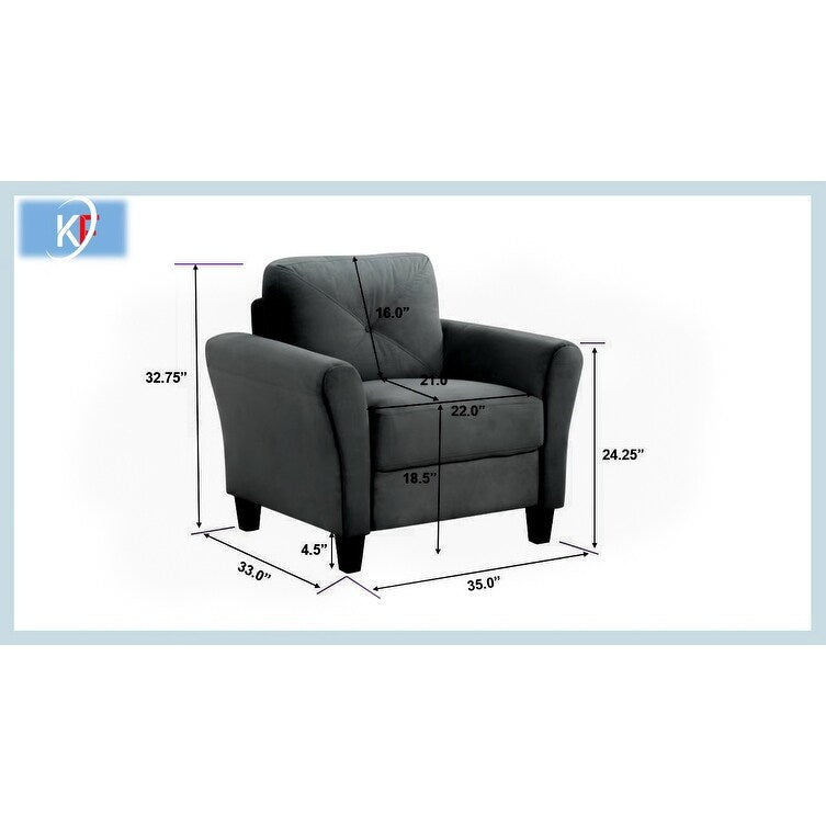 Modern Velvet Upholstered Sofa with Angled Backrest and Solid Wood Frame for Living Room Office Small Spaces