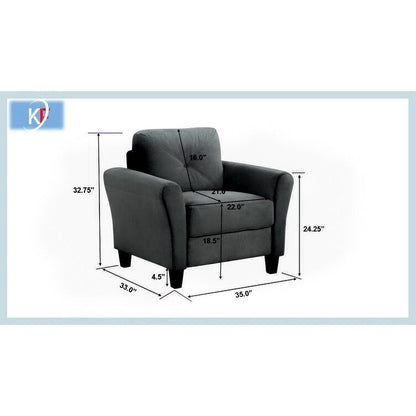 Modern Velvet Upholstered Sofa with Angled Backrest and Solid Wood Frame for Living Room Office Small Spaces