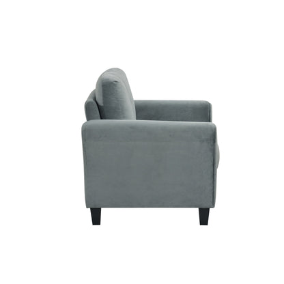 Modern Velvet Upholstered Sofa with Angled Backrest and Solid Wood Frame for Living Room Office Small Spaces