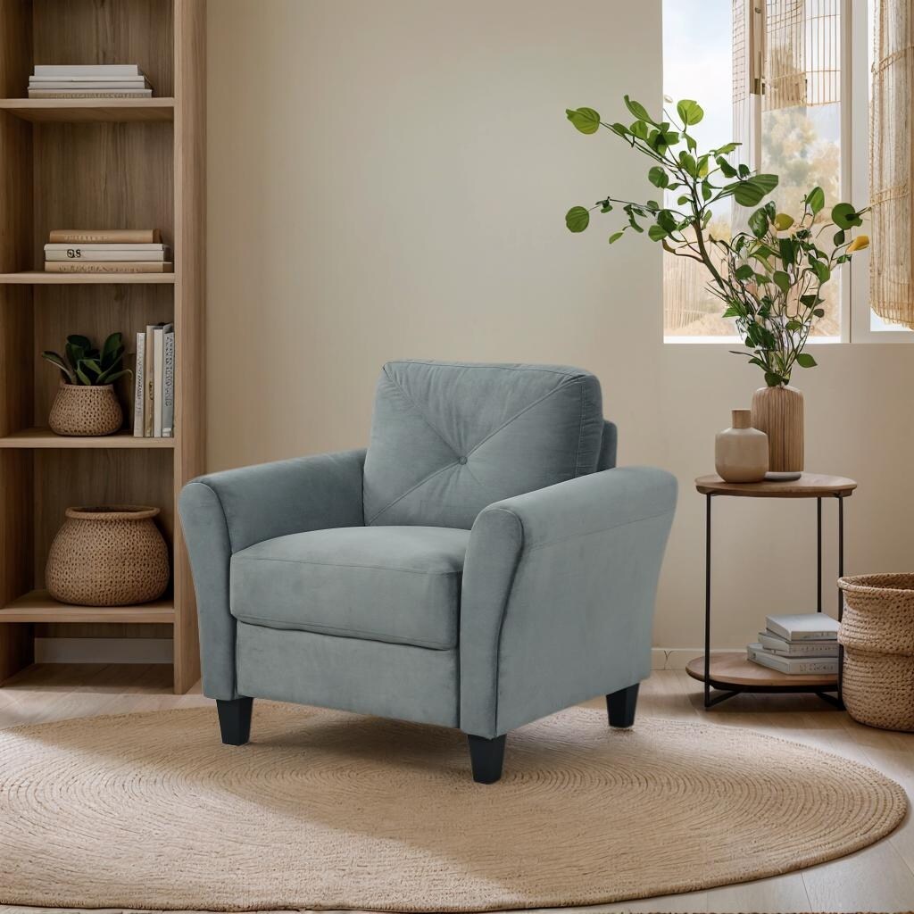 Modern Velvet Upholstered Sofa with Angled Backrest and Solid Wood Frame for Living Room Office Small Spaces