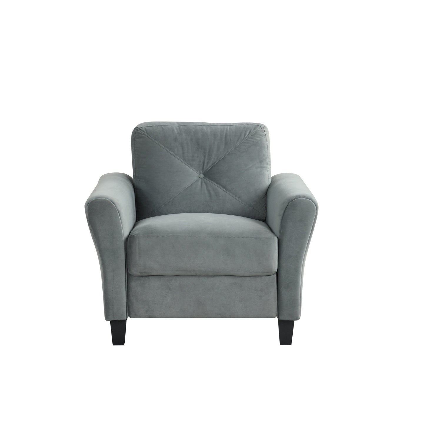 Modern Velvet Upholstered Sofa with Angled Backrest and Solid Wood Frame for Living Room Office Small Spaces