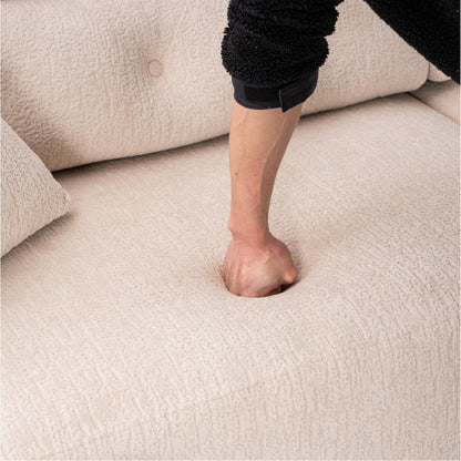 Modern Wood Grain Chenille 4-Seater Modular Sectional Sofa with 2 Pillows for Living Room Apartment