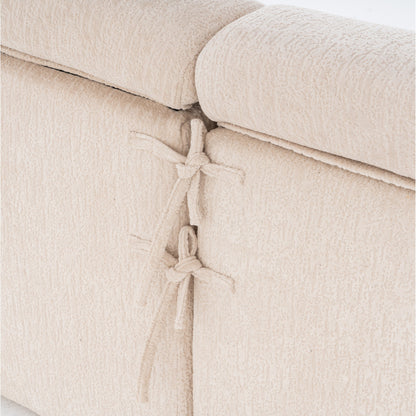 Modern Wood Grain Chenille 4-Seater Modular Sectional Sofa with 2 Pillows for Living Room Apartment