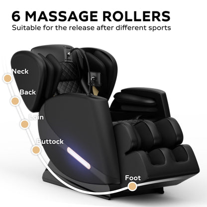 Modern Zero Gravity Full Body Massage Chair PU Leather Armchair with Heating, Airbag Therapy and Bluetooth, Adjustable Footrest