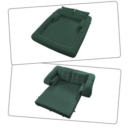 Modern style convenient frame-less convertible sofa bed with cushions and lumbar pillows, high resilience foam padding