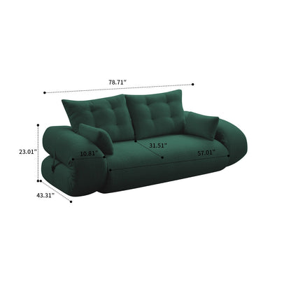 Modern style convenient frame-less convertible sofa bed with cushions and lumbar pillows, high resilience foam padding