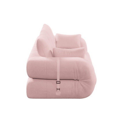 Modern style convenient frame-less convertible sofa bed with cushions and lumbar pillows, high resilience foam padding