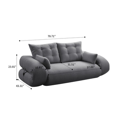 Modern style convenient frame-less convertible sofa bed with cushions and lumbar pillows, high resilience foam padding