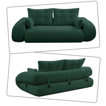 Modern style convenient frame-less convertible sofa bed with cushions and lumbar pillows, high resilience foam padding