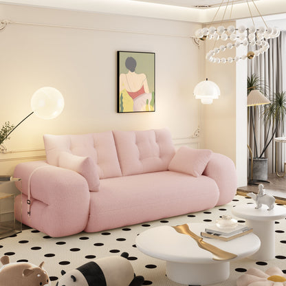 Modern style convenient frame-less convertible sofa bed with cushions and lumbar pillows, high resilience foam padding