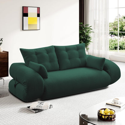 Modern style convenient frame-less convertible sofa bed with cushions and lumbar pillows, high resilience foam padding