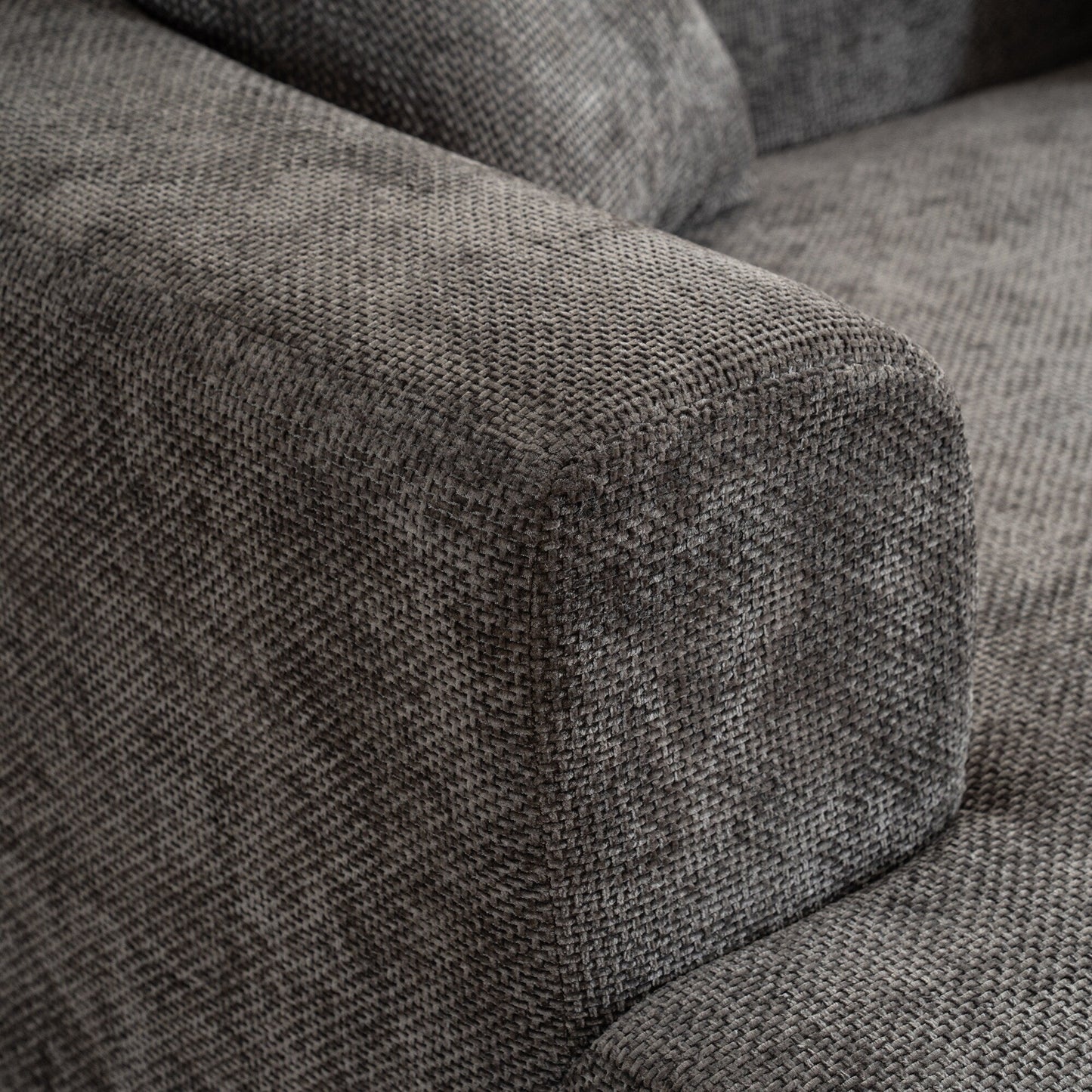 Modern style curved sofa, soft cushioned corduroy sofa with 3 pillows, living room super smooth curved fabric sofa Gray