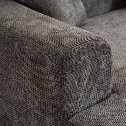 Modern style curved sofa, soft cushioned corduroy sofa with 3 pillows, living room super smooth curved fabric sofa Gray