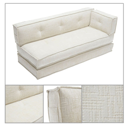 Modern style frameless sofa with storage side pockets and high resilience foam padding, chenille fabric