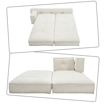 Modern style frameless sofa with storage side pockets and high resilience foam padding, chenille fabric