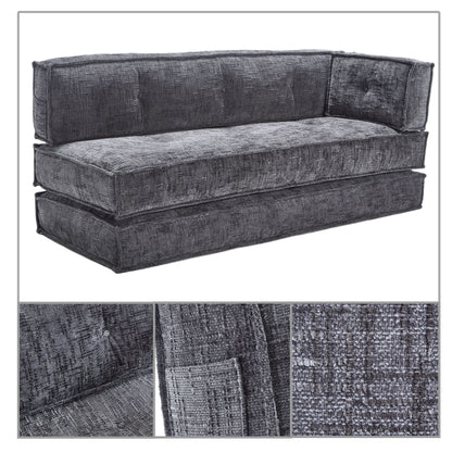 Modern style frameless sofa with storage side pockets and high resilience foam padding, chenille fabric