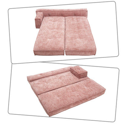 Modern style frameless sofa with storage side pockets and high resilience foam padding, chenille fabric