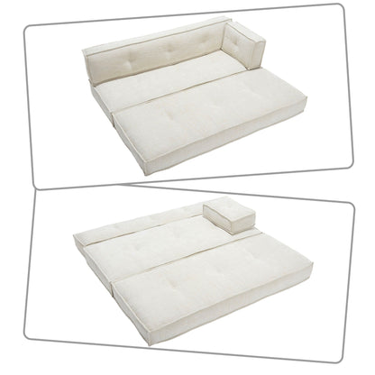 Modern style frameless sofa with storage side pockets and high resilience foam padding, chenille fabric