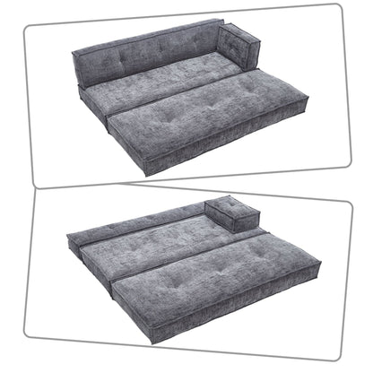Modern style frameless sofa with storage side pockets and high resilience foam padding, chenille fabric