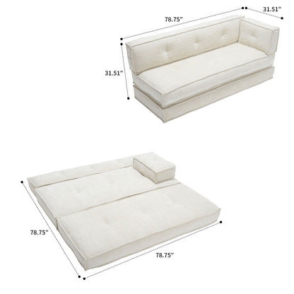 Modern style frameless sofa with storage side pockets and high resilience foam padding, chenille fabric
