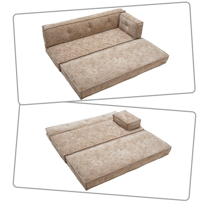 Modern style frameless sofa with storage side pockets and high resilience foam padding, chenille fabric