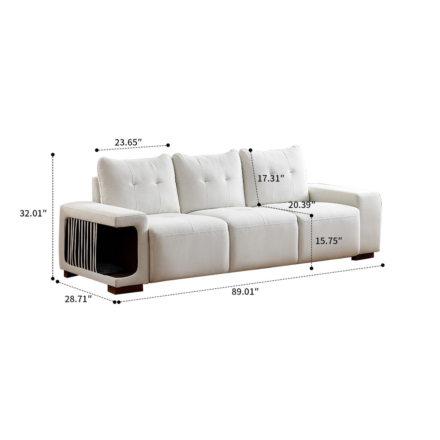 Modern style pet friendly sofa with kennel and high resilience foam padding for living room hotel