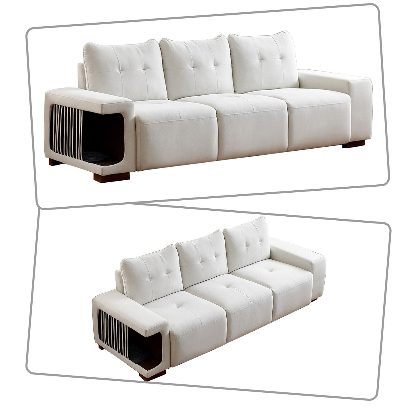 Modern style pet friendly sofa with kennel and high resilience foam padding for living room hotel
