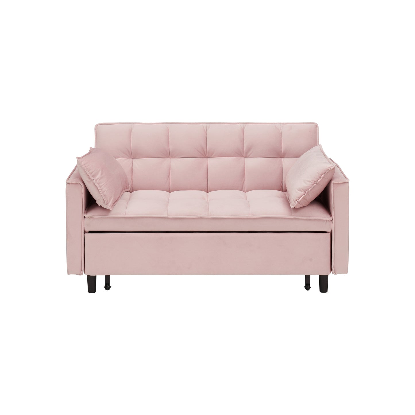 Modern velvet sofa,sofa pull-out bed,love seat casual sofa with back,with pillow, pockets,3 in 1 convertible sleep sofa bed