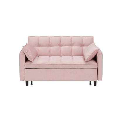 Modern velvet sofa,sofa pull-out bed,love seat casual sofa with back,with pillow, pockets,3 in 1 convertible sleep sofa bed