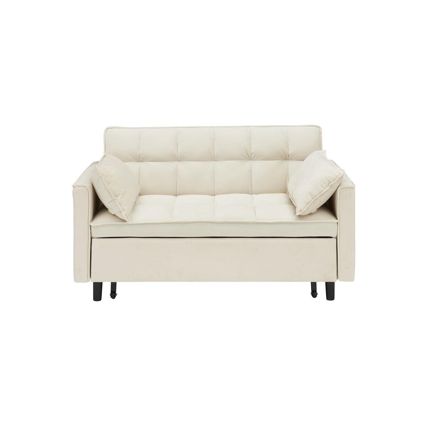 Modern velvet sofa,sofa pull-out bed,love seat casual sofa with back,with pillow, pockets,3 in 1 convertible sleep sofa bed