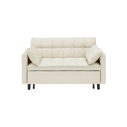 Modern velvet sofa,sofa pull-out bed,love seat casual sofa with back,with pillow, pockets,3 in 1 convertible sleep sofa bed