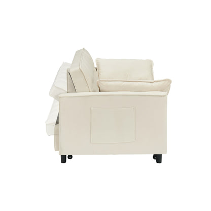 Modern velvet sofa,sofa pull-out bed,love seat casual sofa with back,with pillow, pockets,3 in 1 convertible sleep sofa bed