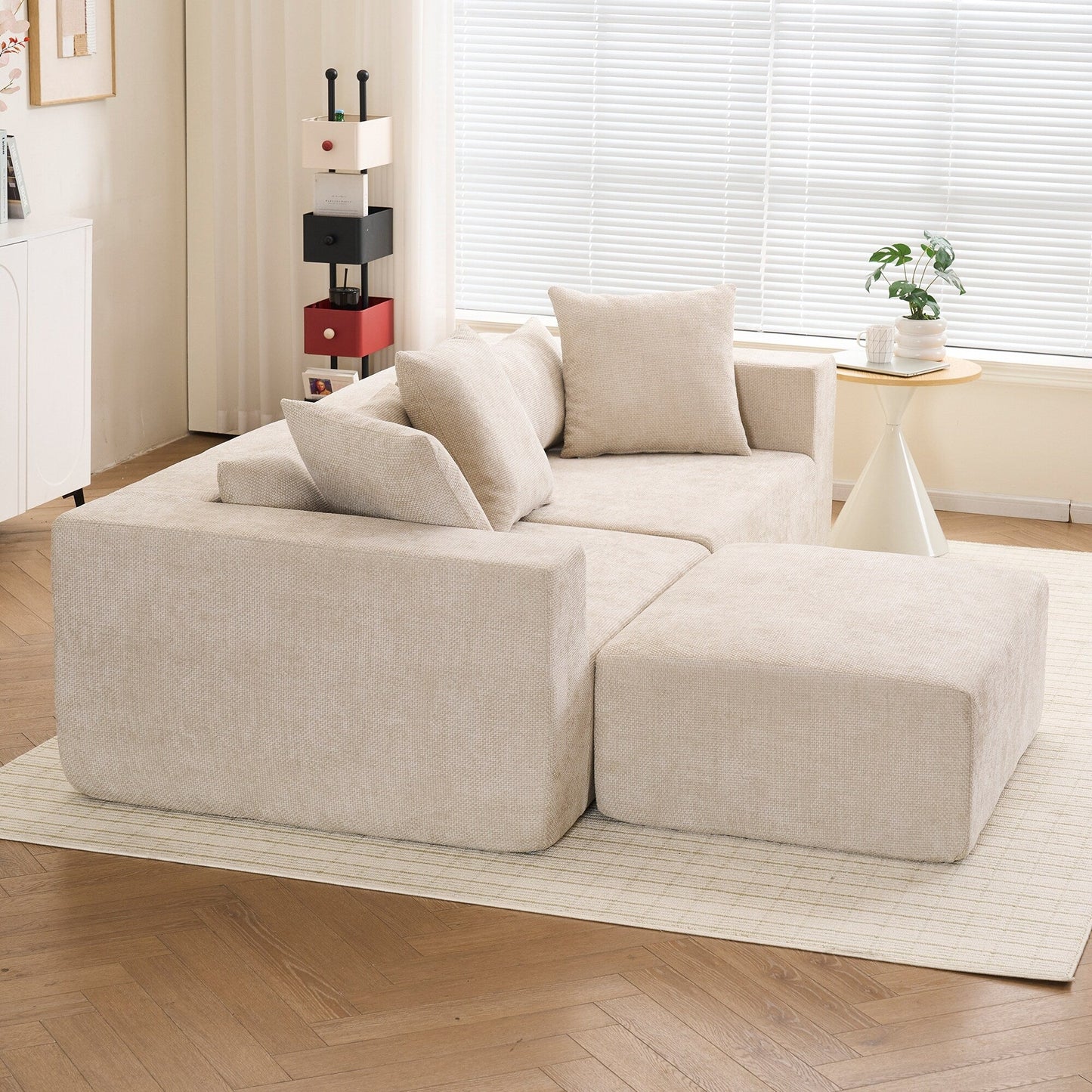 Modular 3-Seat Sectional Sofa Cloud Sofa with L-Shaped Lounge Chair for Living Room Bedroom