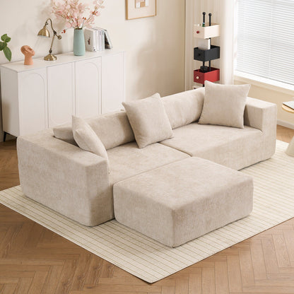 Modular 3-Seat Sectional Sofa Cloud Sofa with L-Shaped Lounge Chair for Living Room Bedroom