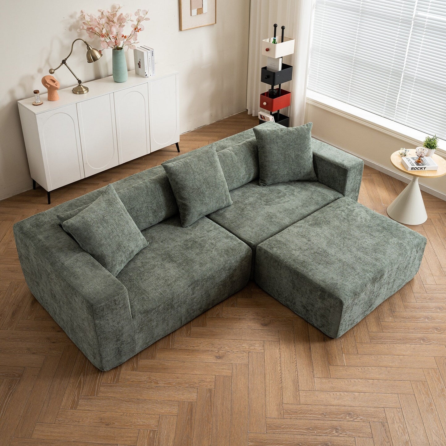 Modular 3-Seat Sectional Sofa Cloud Sofa with L-Shaped Lounge Chair for Living Room Bedroom
