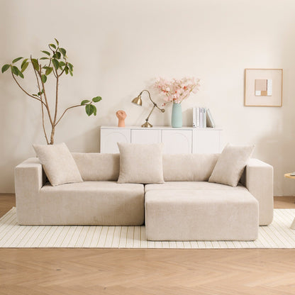 Modular 3-Seat Sectional Sofa Cloud Sofa with L-Shaped Lounge Chair for Living Room Bedroom