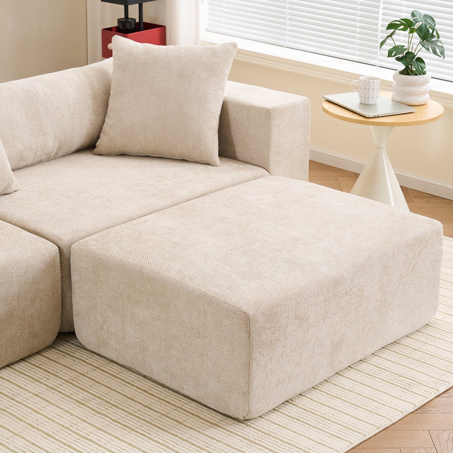 Modular 3-Seat Sectional Sofa Cloud Sofa with L-Shaped Lounge Chair for Living Room Bedroom