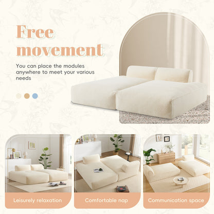 Modular 72-Inch Fully Compressed Sofa Bed with Frameless Design for Living Room, No Assembly Required