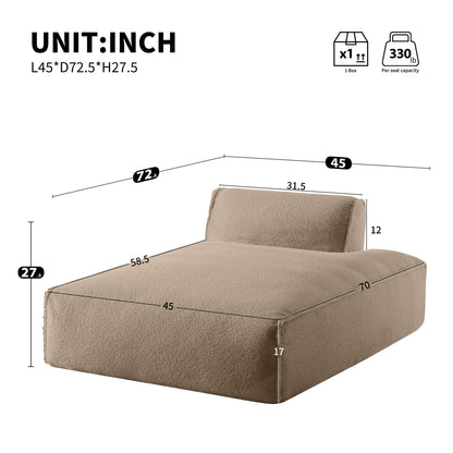 Modular 72-Inch Fully Compressed Sofa Bed with Frameless Design for Living Room, No Assembly Required