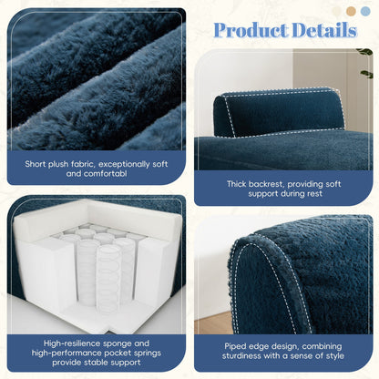 Modular 72-Inch Fully Compressed Sofa Bed with Frameless Design for Living Room, No Assembly Required