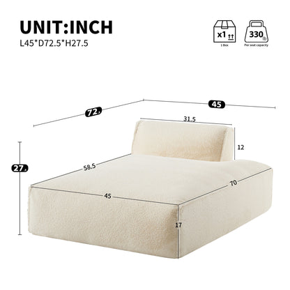 Modular 72-Inch Fully Compressed Sofa Bed with Frameless Design for Living Room, No Assembly Required